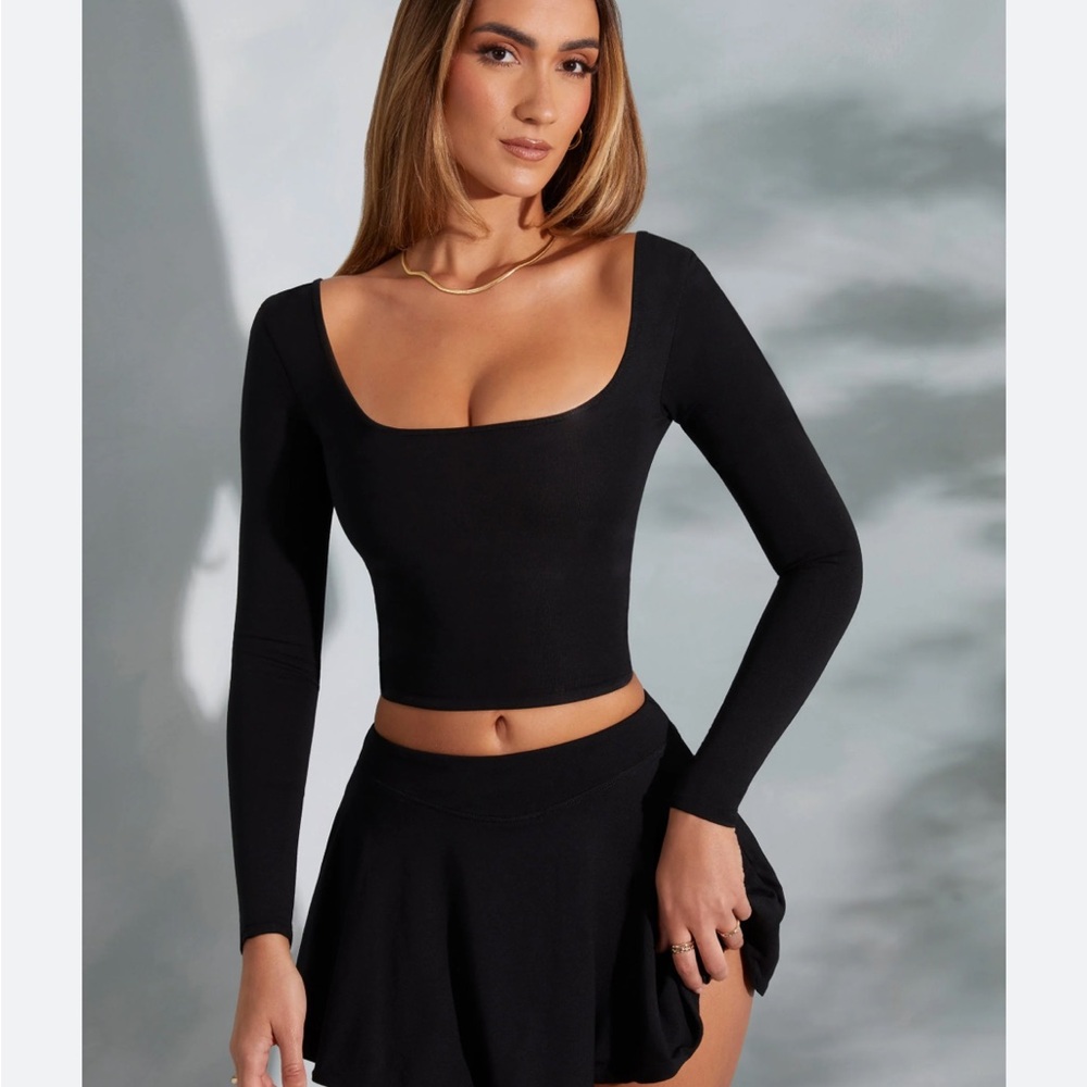 Oh Polly cropped long sleeve top Size XS